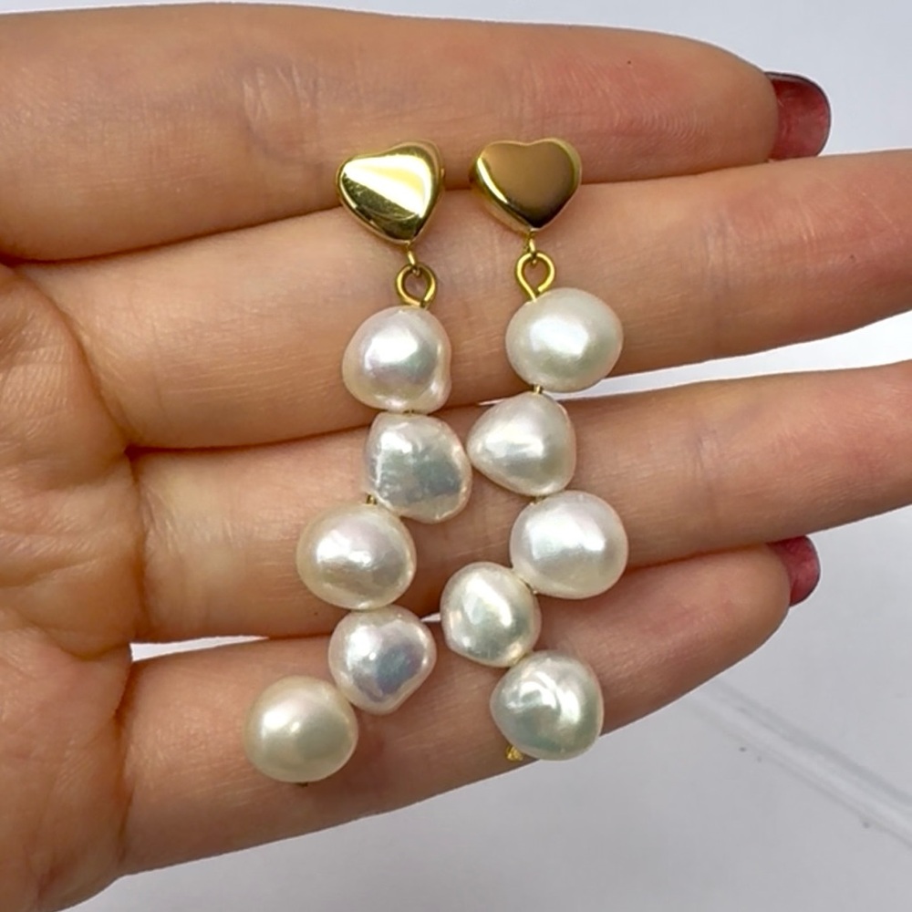 Callie Earrings/ Elegant organic shape pearl dangle style earrings